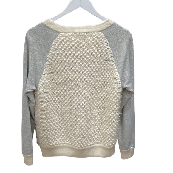 Townsen Popcorn Knit Raglan Sleeve Crew Neck Sweater SZ S Grey Cream - Picture 2 of 5